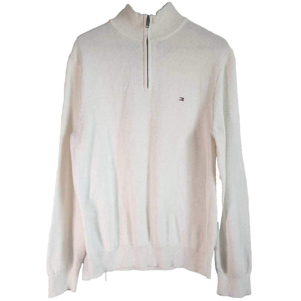 Tommy Tommy Hilfilger Quarter Zip 100 % Cotton Off White